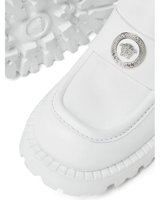 Versace White Alia Platform Loafers