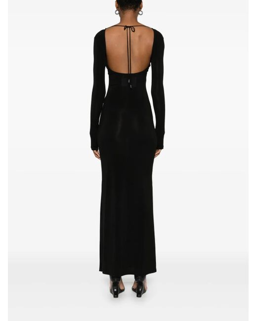 MARINE SERRE Black Scarf-Detailing Maxi Dress