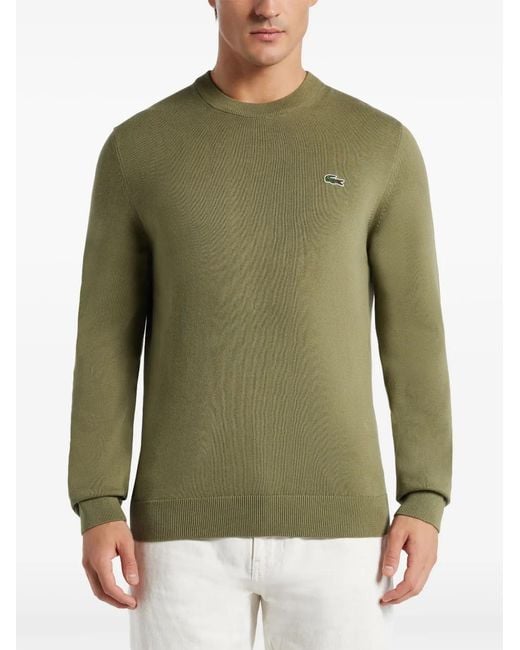 Lacoste Green Logo-Patch Cotton Jumper for men