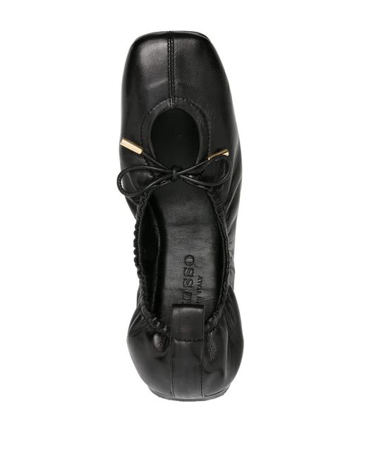 Scarosso Black Margot Leather Ballerina Shoes