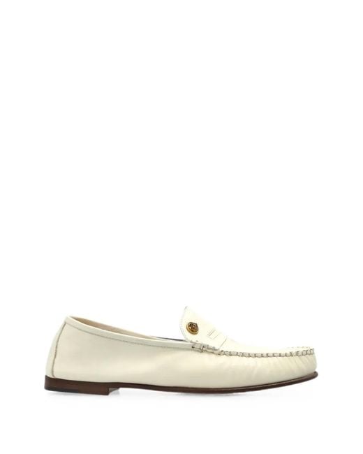 Versace White Guanto Leather Loafers