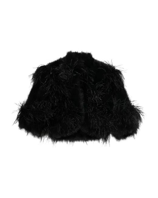 Elie Saab Black Feather-Trimmed Jacket