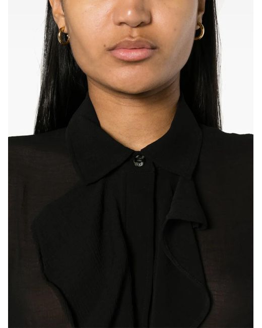 Ganni Black Ruffled Chiffon Shirt