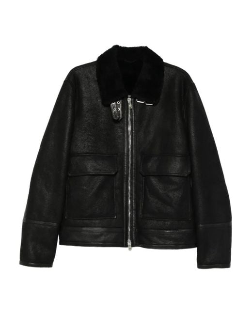 メンズ Dondup フラップポケット レザージャケット Black