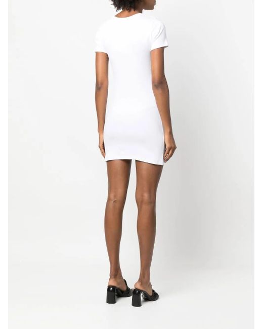MARINE SERRE White Fine-Ribbed Organic Cotton T-Shirt Dress