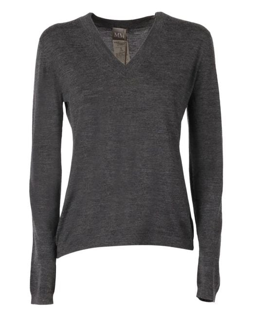 Max Mara Top Met V-Hals En Lange Mouwen in het Gray