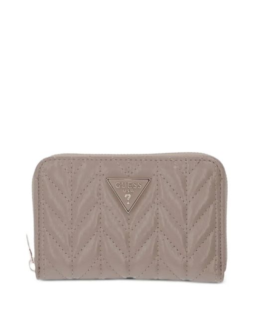 Guess Gray Cheryl Chevron-Quilted Logo-Plaque Wallet