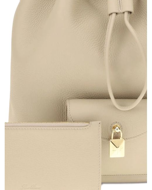 Loro Piana Natural Extra Drawstring Leather Backpack