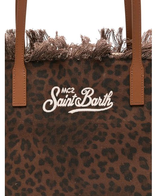 Mc2 Saint Barth Brown City Fringed Leopard-Print Tote Bag