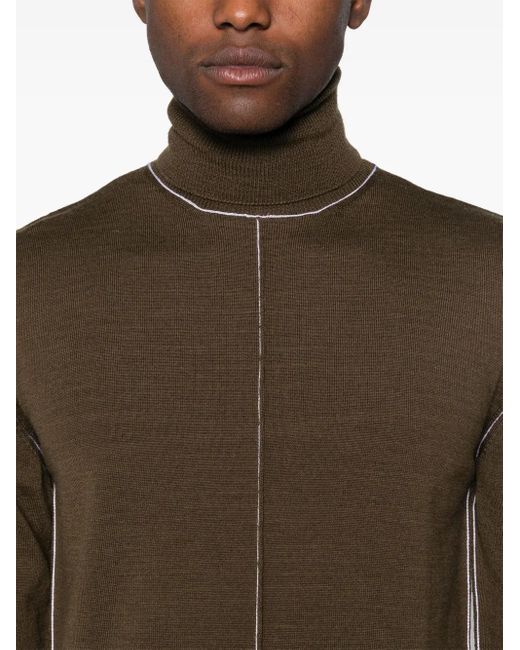 MM6 by Maison Margiela Brown High Neck Jumper for men