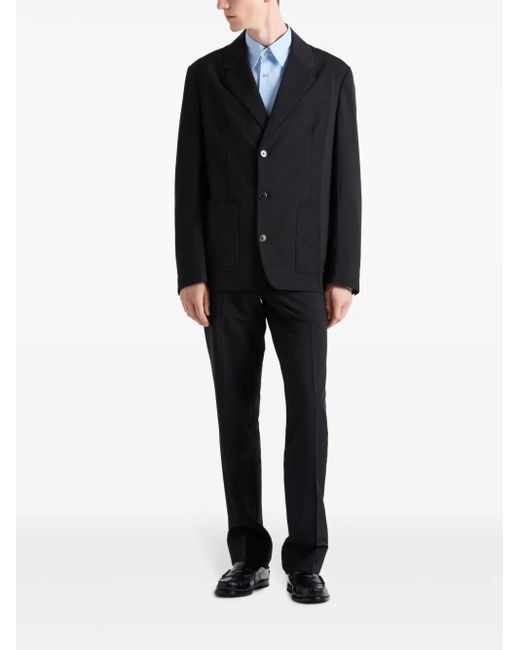 Prada Blue Single-Breasted Blazer for men