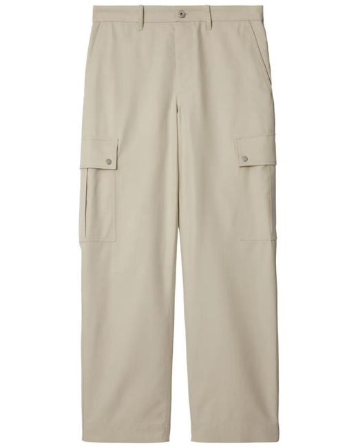 Burberry Natural Cotton Blend Cargo Trousers for men
