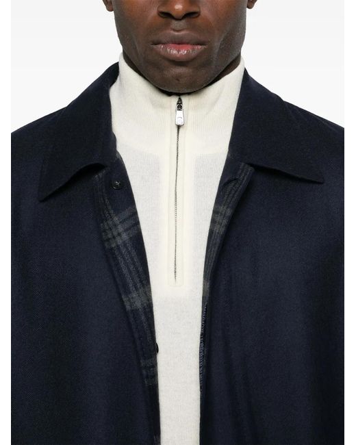 Brioni Blue Felted Coat for men