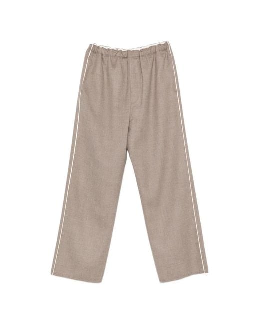 Carven White Side-Stripe Wide-Leg Trousers
