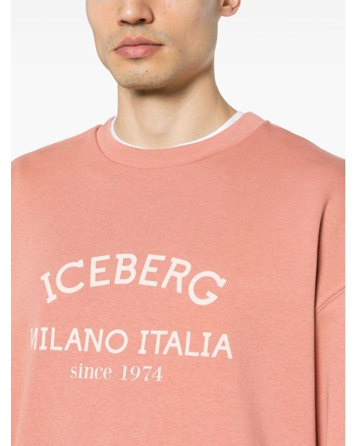 Sudadera con logo estampado Iceberg de hombre de color Pink