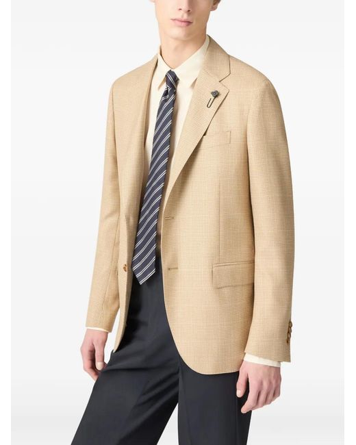 Lardini Natural Single-Breasted Patterned Blazer for men