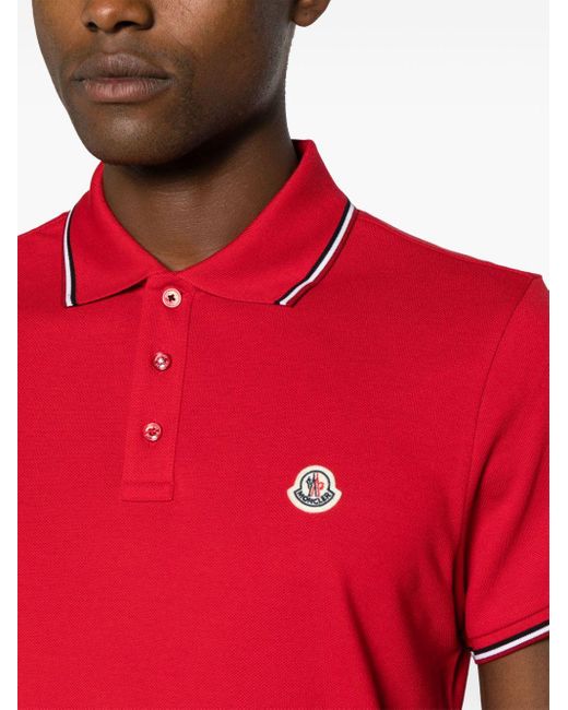 Polo en piqué à patch logo Moncler pour homme en coloris Rouge | Lyst