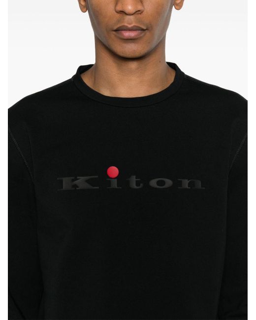 Kiton Black Rubberized-logo Sweatshirt for men