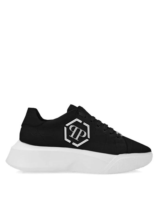 Philipp Plein Black Crocco Godzilla Sneakers