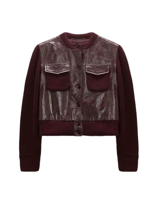 Dorothee Schumacher Brown It's A Match Lambskin-Panelled Knit Jacket