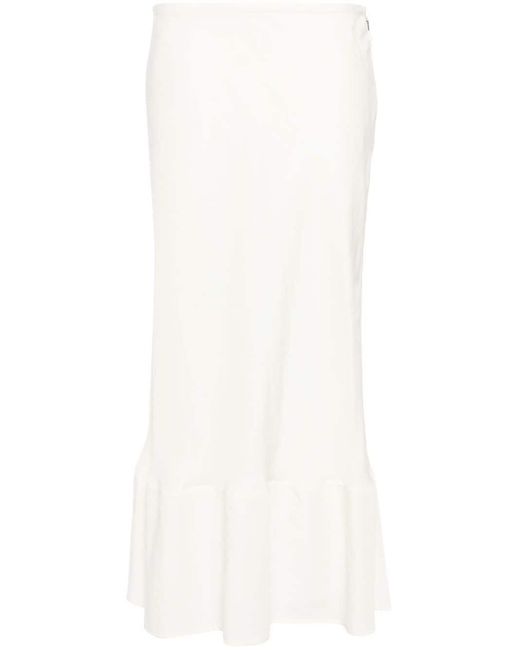 Lemaire White Semi-sheer A-line Midi Skirt