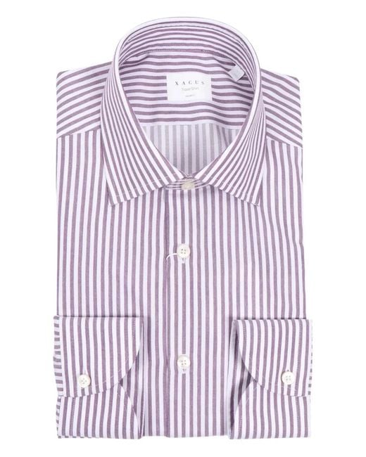 Xacus Purple Striped-Pattern Long-Sleeve Shirt for men