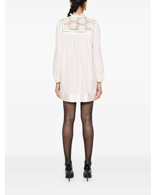 Saint Laurent White Mini Long-Sleeve Dress