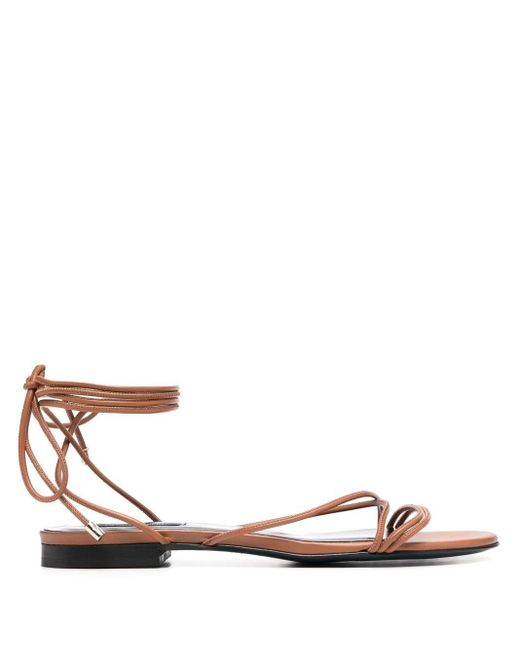 Patrizia Pepe Essential Flat Sandals in Brown | Lyst