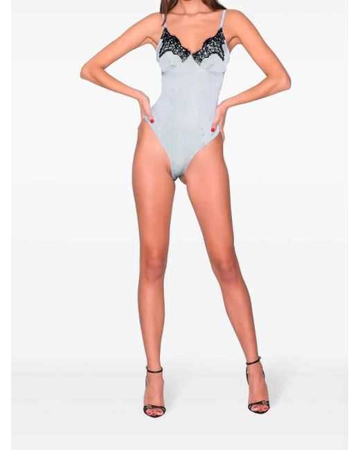 Fleur du Mal Blue Iris Lace Bodysuit