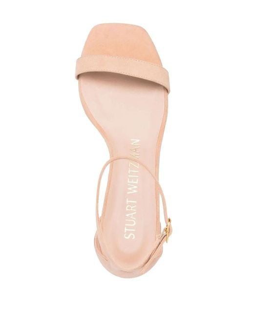 Stuart Weitzman Pink Patent-Finish Leather Sandals