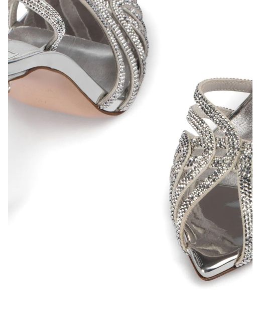 Le Silla White Embrace 110 Crystal-Embellished Sandals