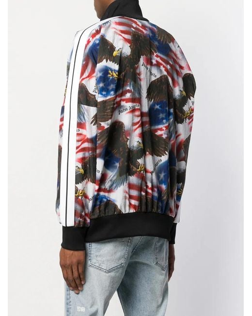 Palm Angels Red American-Eagle-Print Track Jacket for men