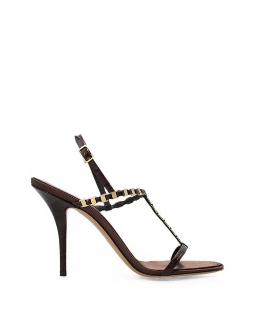 Ferragamo White Vara Chain T-Strap Sandal