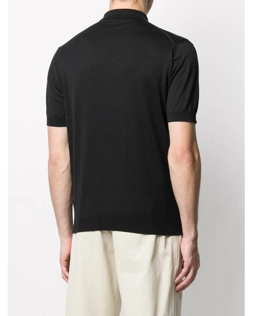 John Smedley Black Short Sleeve Polo Shirt for men