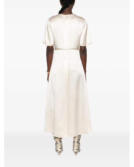 Joseph White Faggoting-Trimmed Satin Midi Dress