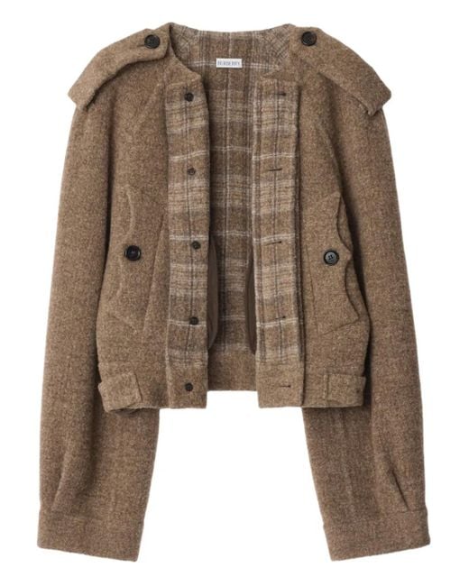Burberry Brown Schulterfreie Jacke Mit Abnehmbarem Schal