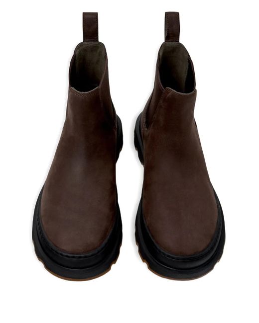 Camper Brown Brutus Elastic-Panelled Nubuck Leather Chelsea Boots