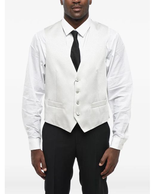 Corneliani White Jacquard-Woven Waistcoat for men