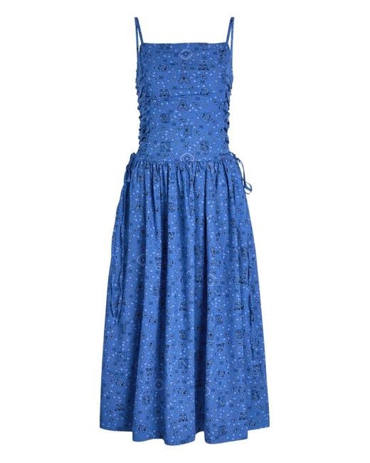 Damson Madder Blue Angelina Paisley-Print Sleeveless Dress