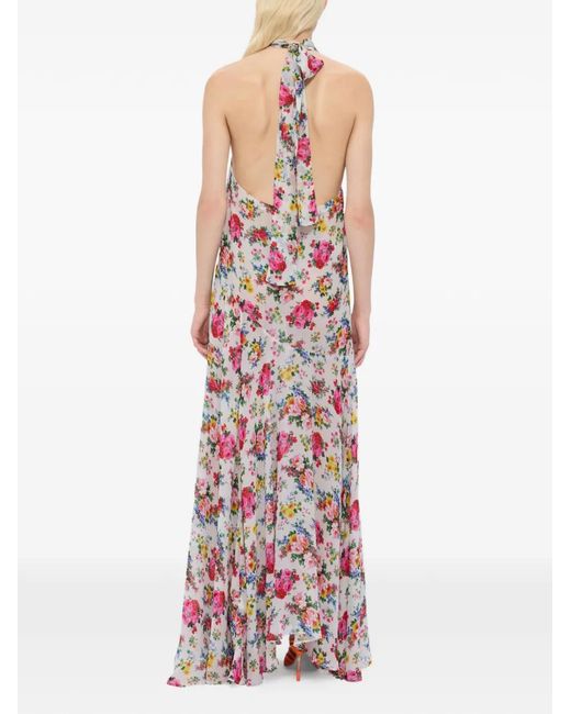 Vestido Largo Con Motivo Floral MSGM de color White