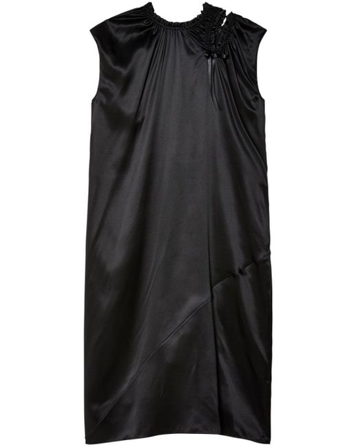 Simone Rocha Black Ruched Silk Midi Dress