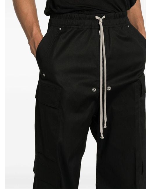 Pantalones anchos Cargobelas de talle bajo Rick Owens de hombre de color Black