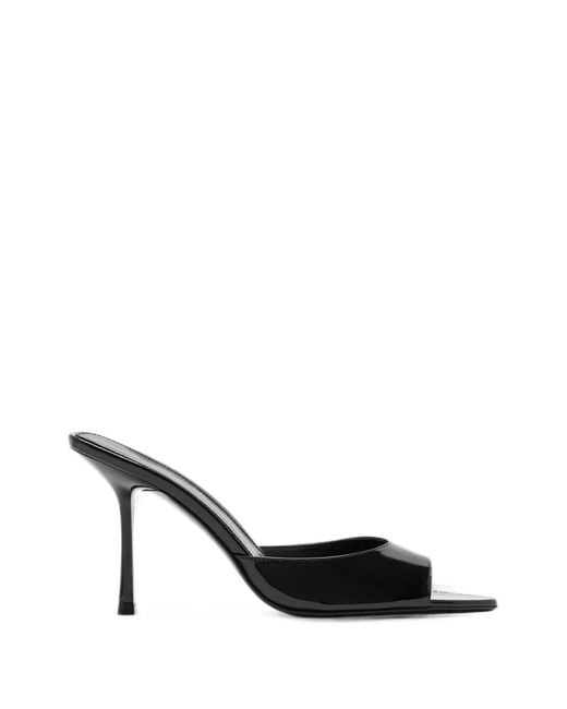 Stuart Weitzman Black Patent-Finish Slip-On Sandals