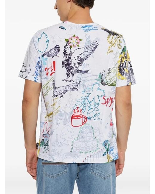 Paul Smith White Graphic-Print T-Shirt for men