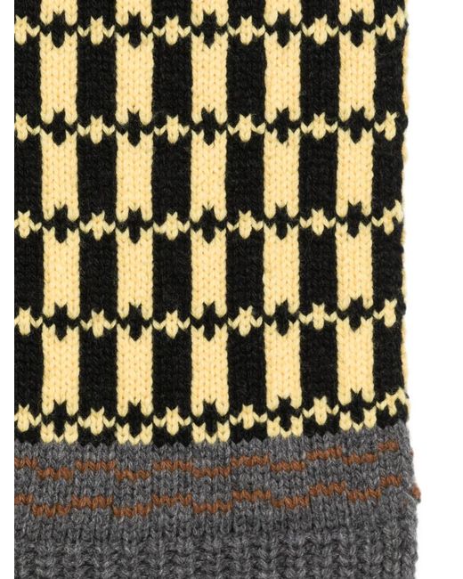 Marni White Geometric-Pattern Ribbed Scarf
