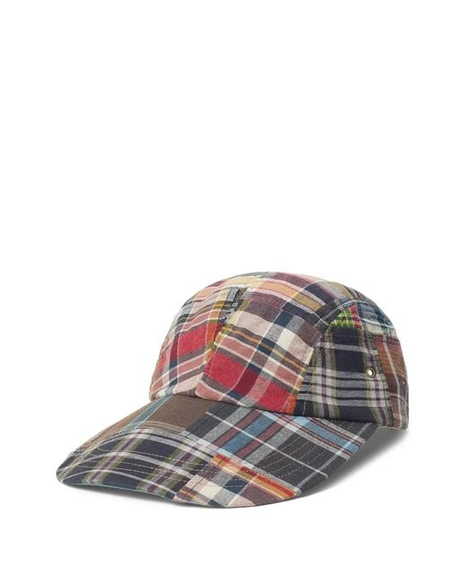 Polo Ralph Lauren White Long-Bill Panel Patchwork Madras Cap for men