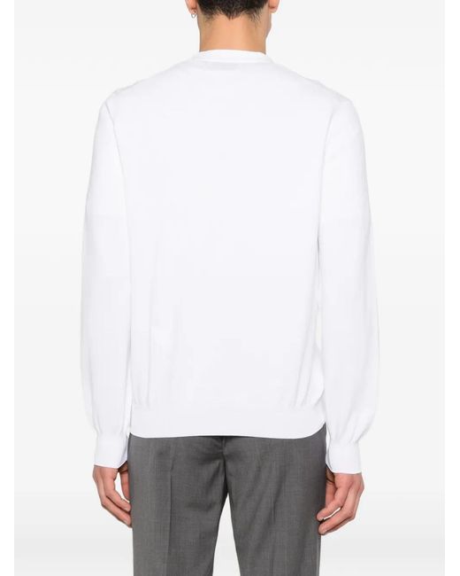 Gran Sasso White Button-Fastening V-Neck Cardigan for men