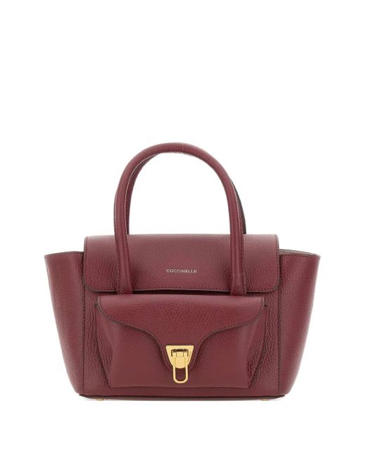 Coccinelle Purple Double Beat Leather Tote Bag
