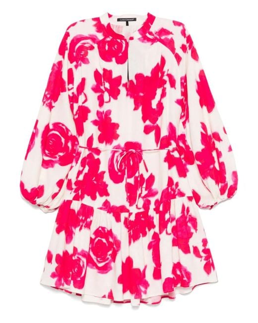 Luisa Cerano Pink Floral-Print Dress