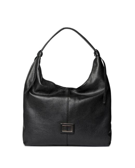 Marc Ellis Black Wenda Textured-Buckle Tote Bag